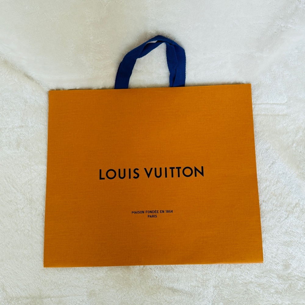 Louis Vuitton Bold Orange Gift Bag with Blue Handles